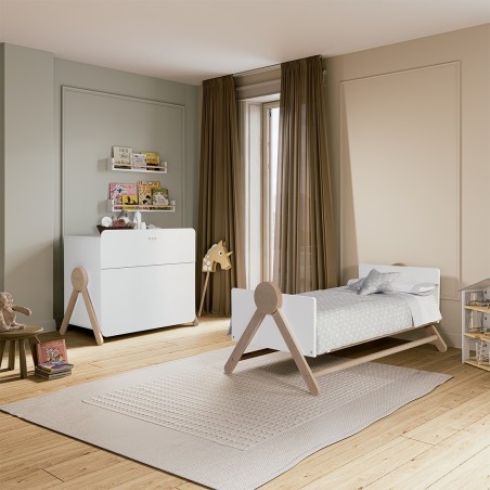 Cuna camita Bed Swing blanco-madera de 140×70