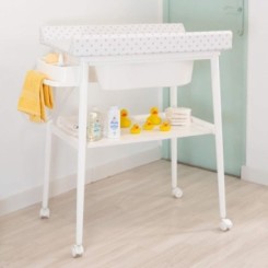 Mueble bañera cambiador con ruedas blanca Micuna 2