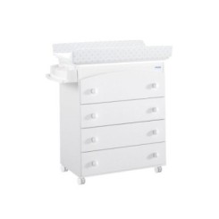 Mueble bañera cambiador cajón oval blanco estrellas gris Micuna