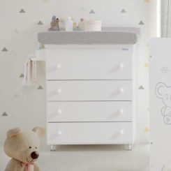 Mueble bañera cambiador cajón recto blanco estrellas gris Micuna