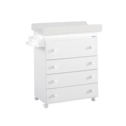 Mueble bañera cambiador cajón recto blanco lunares beige Micuna