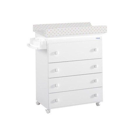 Mueble bañera cambiador cajón recto blanco lunares beige Micuna