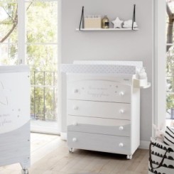 Colchoneta cambiador bañera blanco estrellas gris Micuna