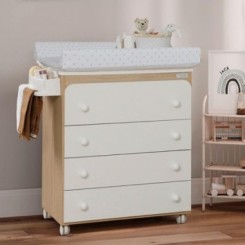 Colchoneta cambiador bañera blanco lunares beige Micuna