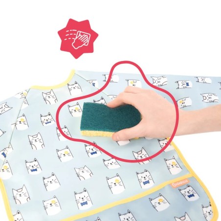 Babero manga larga azul, Badabulle