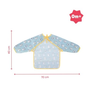 Babero manga larga azul, Badabulle