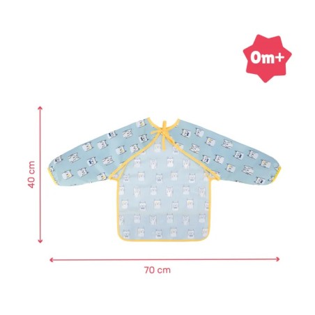 Babero manga larga azul, Badabulle