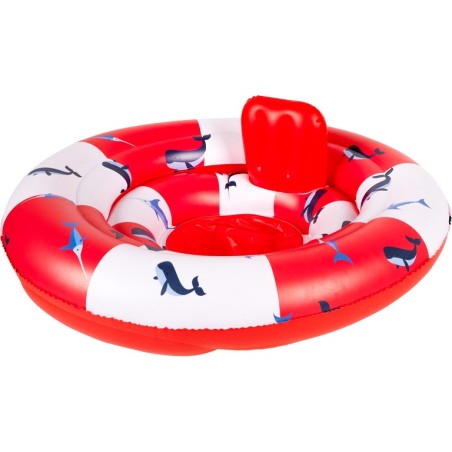 Asiento Flotador para Bebé Salvavidas Ballena Roja y Blanca 0-1 años