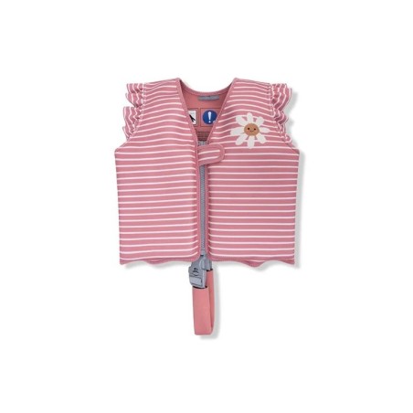 Chaleco Flotador Estampado  Flor a Rallas rojo y blanco 1-2 años