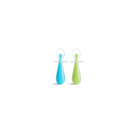 Pack 2 cucharas aprendizaje de silicona Gentle  (2 ud.) - Surtido 2 colores Azul+Verde / Lila+Rosa