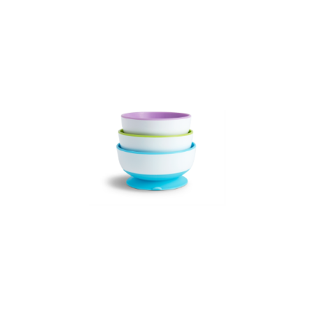Stay put - Pack de 3 cuencos con ventosa Azul/Verde/Lila