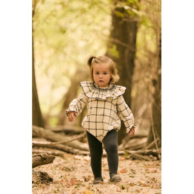 Pelele Marsella cuadro blanco Conttonbel Moda bebé de calidad