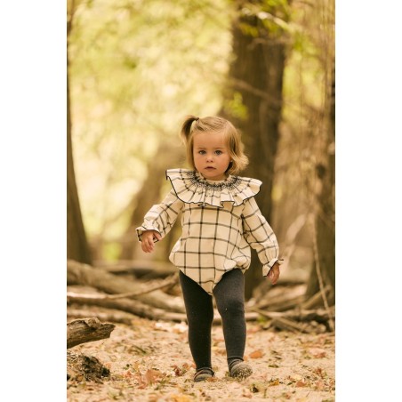 Pelele Marsella cuadro blanco Conttonbel Moda bebé de calidad