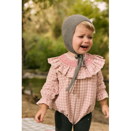 Pelele Marsella vichy rosa Conttonbel Moda bebé de calidad