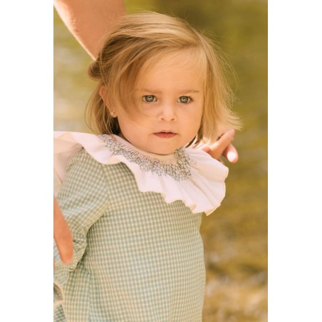 Pelele Marsella smock mini vichy verde Conttonbel Moda bebé de calidad