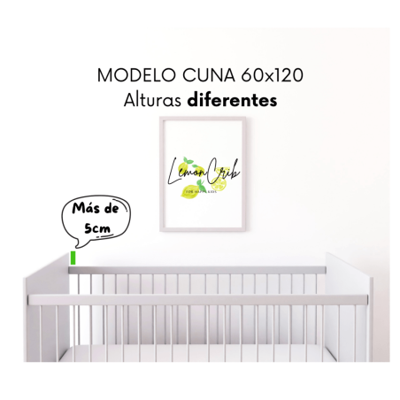 Protector integral de cuna colecho 60x120 Lemon Crib Alturas diferentes