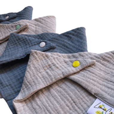 Pack 2 baberos bambula azul gris 40x30 Lemon Crib Suaves y prácticos