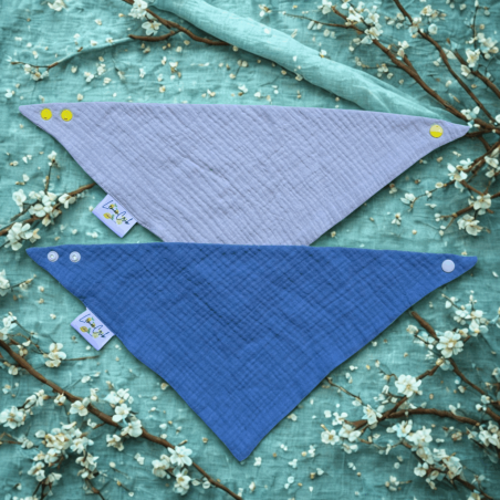 Pack 2 baberos bambula azul gris 40x30 Lemon Crib Suaves y prácticos