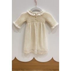 Faldón Cuello Rizado con Entredós Ropa Bebé Ceremonia 2