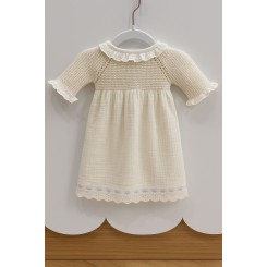 Faldón Cuello Rizado con Entredós Ropa Bebé Ceremonia