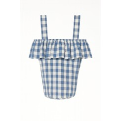 Bolso Vichy Azul con Volante Mamapata