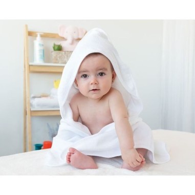 Toalla bebé bambú blanco 100x100 cm KioKids – Suave y absorbente