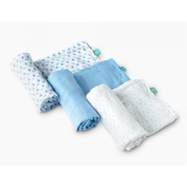 Muselinas bebé Koala Soft Touch 80x80 Azul - Algodón orgánico suave