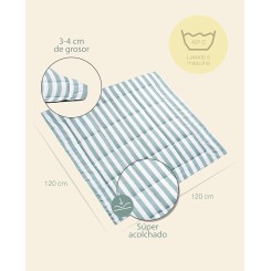 Alfombra para bebé Popcorn Stripes 120x120 Molis&Co - Suave y acolchada 2