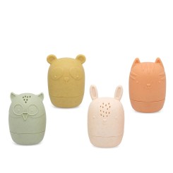 Muñecos de baño antimoho KioKids 4 piezas - Silicona segura para bebé