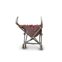 Silleta de Muñecas Artesanal Rojo Vichy y Flores Mamapata 2