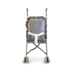 Silleta de Muñecas Artesanal Vichy con Volante Azul Mamapata