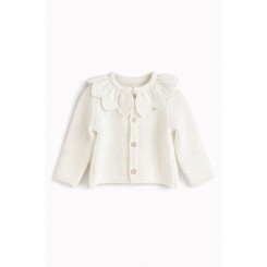 Rebeca de punto bebé Mebi Root color crudo con cuello volante