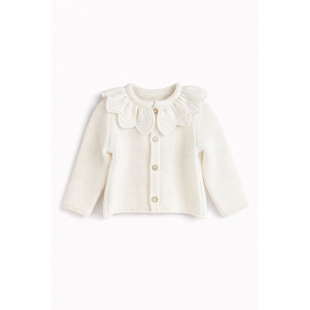 Rebeca de punto bebé Mebi Root color crudo con cuello volante