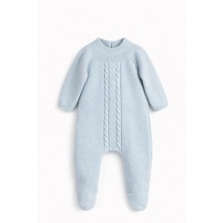 Pelele de punto bebé Mebi Root azul celeste con trenzas