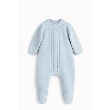 Pelele de punto bebé Mebi Root azul celeste con trenzas
