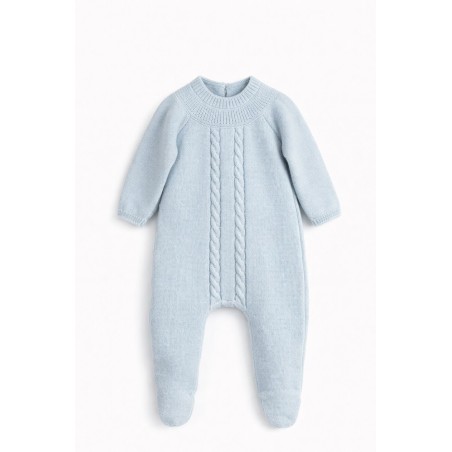 Pelele de punto bebé Mebi Root azul celeste con trenzas