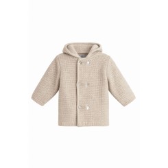 Chaqueta de punto bebé Mebi Root beige con capucha