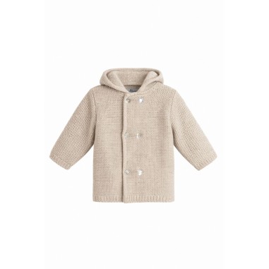 Chaqueta de punto bebé Mebi Root beige con capucha