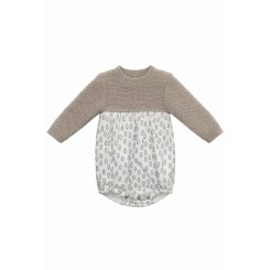 Pelele bebé Mebi Root punto y estampado beige