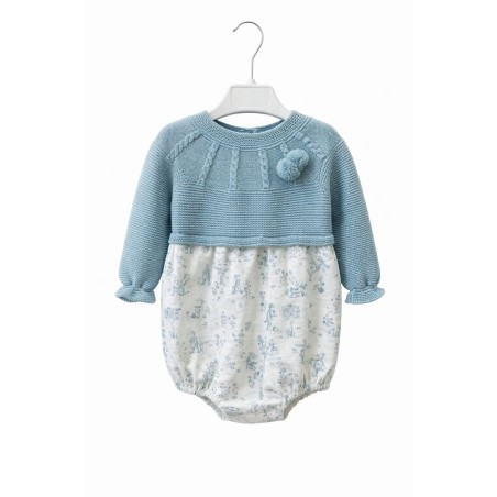 Pelele bebé Primbaby punto y estampado verde