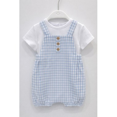 Conjunto Camiseta y Peto Vichy Azul Micolino