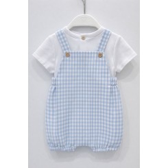 Conjunto Camiseta y Peto Vichy Azul Micolino 2