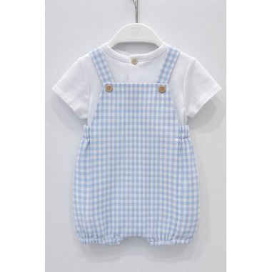 Conjunto Camiseta y Peto Vichy Azul Micolino