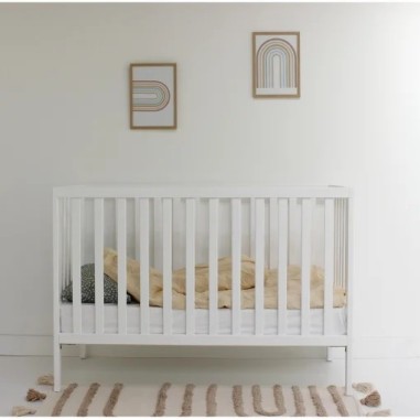 Cuna Colecho Fija Mamapata de Madera Blanca con Colchón