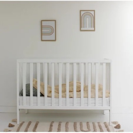 Cuna Colecho Fija Mamapata de Madera Blanca con Colchón