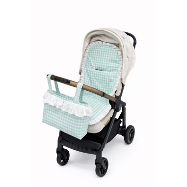 Bolso Carrito Mamapata Vichy Verde Agua con Volante