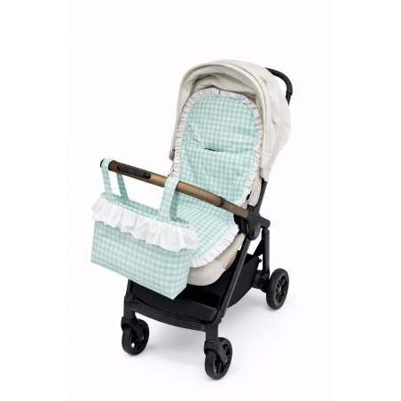 Bolso Carrito Mamapata Vichy Verde Agua con Volante