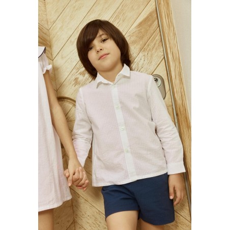 Camisa blanca lisa cuello camisero niño para ceremonia