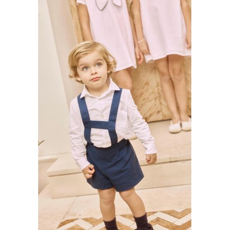 Pantalón corto azul marino niño con tirantes desmontables