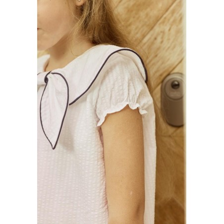 Vestido Dulce Blanco Cuello Marinero Elegante